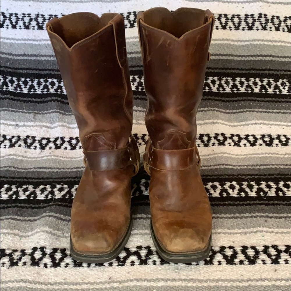 Brown Frye Harness leather boots
